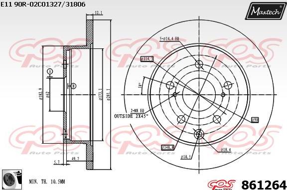 Maxtech 70160069 - Virzītājčaulu komplekts, Bremžu suports autodraugiem.lv