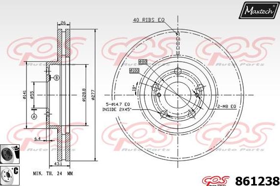 Maxtech 70160009 - Virzītājčaulu komplekts, Bremžu suports autodraugiem.lv