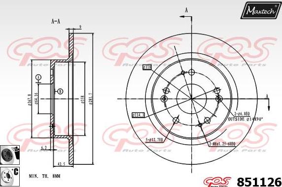 Maxtech 70160105 - Virzītājčaulu komplekts, Bremžu suports autodraugiem.lv