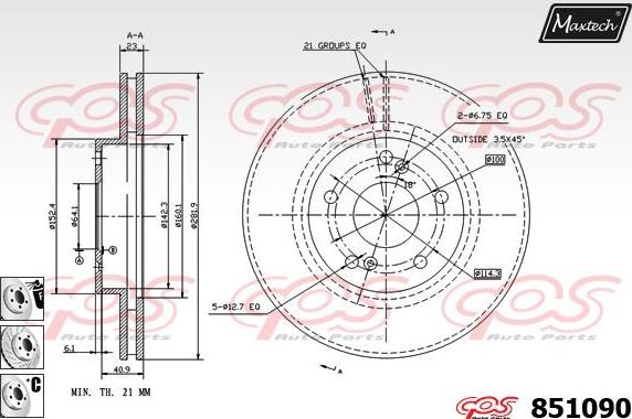 Maxtech 70160121 - Virzītājčaulu komplekts, Bremžu suports autodraugiem.lv