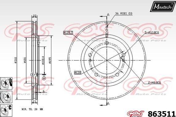 Maxtech 70180094 - Blīve, Bremžu suporta virzulītis autodraugiem.lv