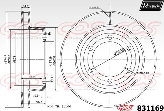 Maxtech 70180038 - Blīve, Bremžu suporta virzulītis autodraugiem.lv