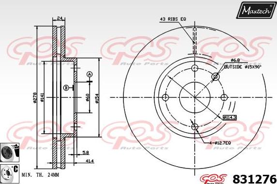 Maxtech 70180022 - Blīve, Bremžu suporta virzulītis autodraugiem.lv