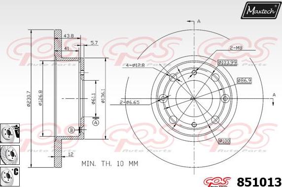 Maxtech 72934013 - Virzulis, Bremžu suports autodraugiem.lv