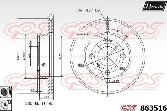 Maxtech 70180386 - Blīve, Bremžu suporta virzulītis autodraugiem.lv