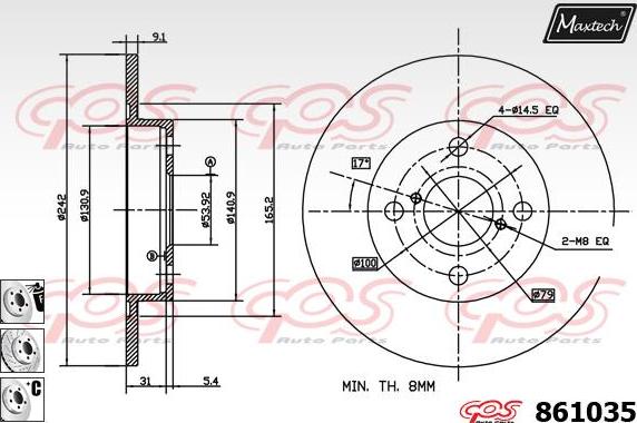 Maxtech 70180335 - Blīve, Bremžu suporta virzulītis autodraugiem.lv