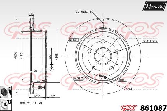 Maxtech 70180293 - Blīve, Bremžu suporta virzulītis autodraugiem.lv