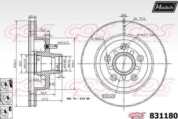 Maxtech 72957048 - Virzulis, Bremžu suports autodraugiem.lv