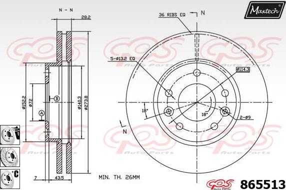 Maxtech 72948014 - Virzulis, Bremžu suports autodraugiem.lv