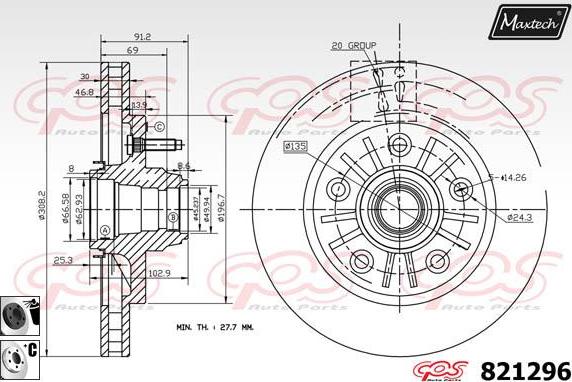 Maxtech 70200414 - Remkomplekts, Bremžu suports autodraugiem.lv