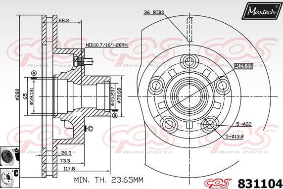 Maxtech 70200483 - Remkomplekts, Bremžu suports autodraugiem.lv