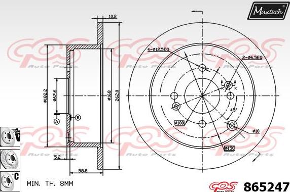 Maxtech 70200155 - Remkomplekts, Bremžu suports autodraugiem.lv