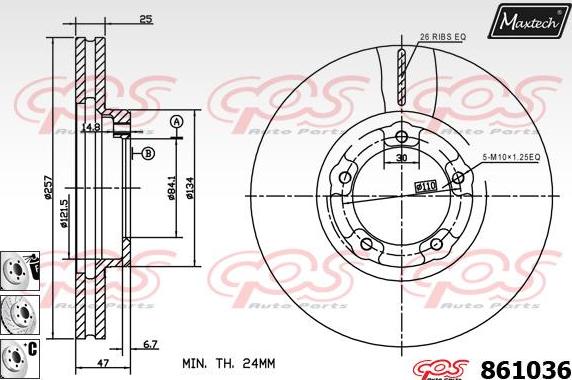 Maxtech 70203046 - Remkomplekts, Bremžu suports autodraugiem.lv