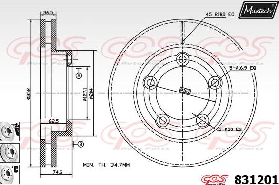 Maxtech 70200128 - Remkomplekts, Bremžu suports autodraugiem.lv