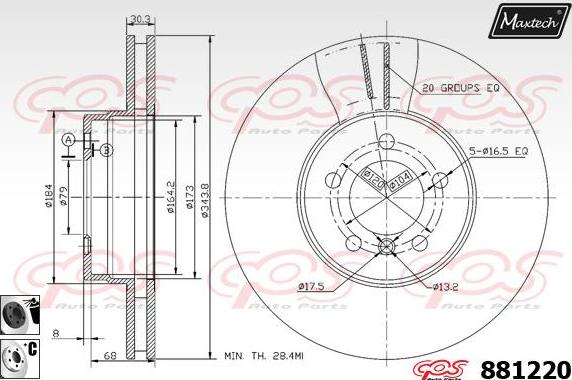 Maxtech 70200220 - Remkomplekts, Bremžu suports autodraugiem.lv