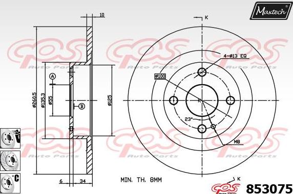 Maxtech 72948044 - Virzulis, Bremžu suports autodraugiem.lv