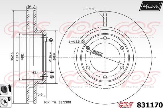 Maxtech 71810040 - Vadīkla, Bremžu suports autodraugiem.lv