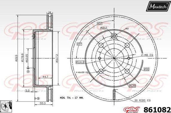 Maxtech 71810055 - Vadīkla, Bremžu suports autodraugiem.lv