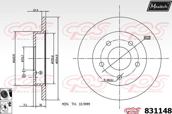 Maxtech 71810078 - Vadīkla, Bremžu suports autodraugiem.lv