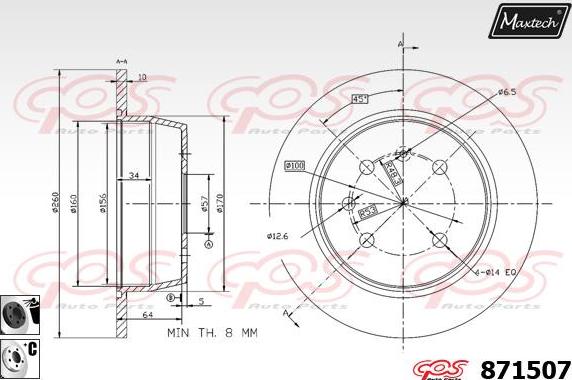 Maxtech 71810180 - Vadīkla, Bremžu suports autodraugiem.lv