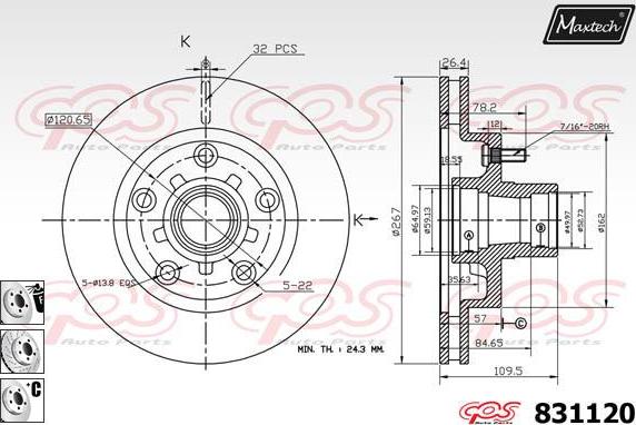 Maxtech 72944036 - Virzulis, Bremžu suports autodraugiem.lv