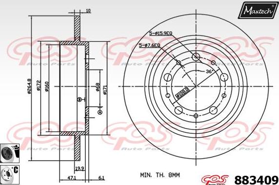 Maxtech 72946008 - Virzulis, Bremžu suports autodraugiem.lv