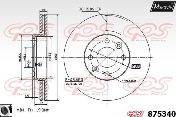 Maxtech 72946010 - Virzulis, Bremžu suports autodraugiem.lv