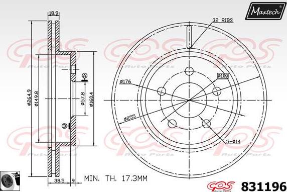 Maxtech 72940044 - Virzulis, Bremžu suports autodraugiem.lv