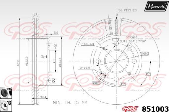 Maxtech 72940019 - Virzulis, Bremžu suports autodraugiem.lv