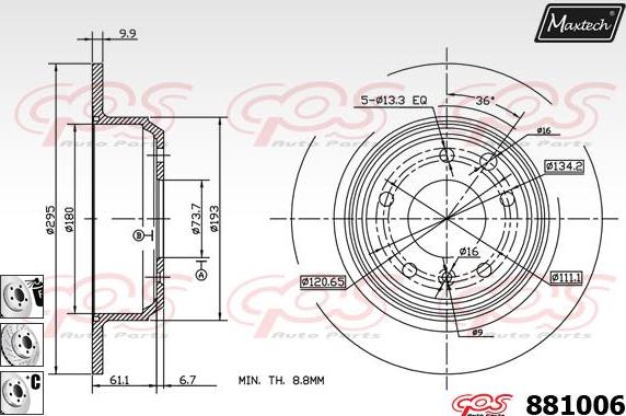 Maxtech 72940013 - Virzulis, Bremžu suports autodraugiem.lv