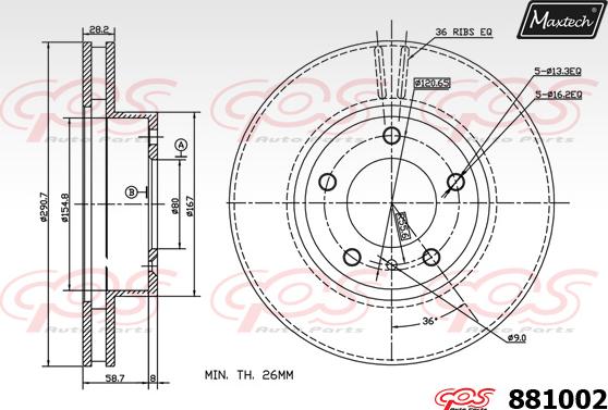 Maxtech 72940012 - Virzulis, Bremžu suports autodraugiem.lv