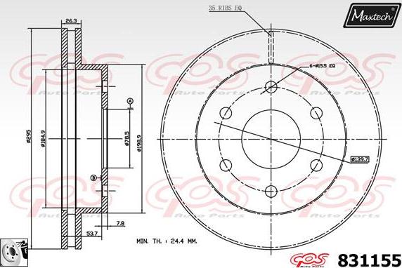 Maxtech 72940034 - Virzulis, Bremžu suports autodraugiem.lv