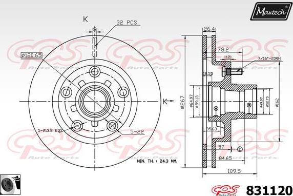 Maxtech 72940028 - Virzulis, Bremžu suports autodraugiem.lv