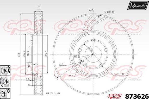 Maxtech 72941005 - Virzulis, Bremžu suports autodraugiem.lv