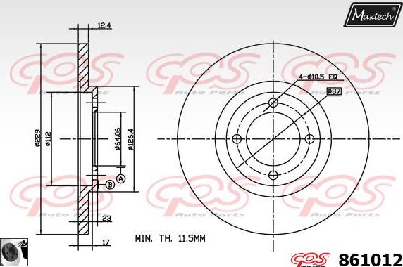 Maxtech 72948049 - Virzulis, Bremžu suports autodraugiem.lv