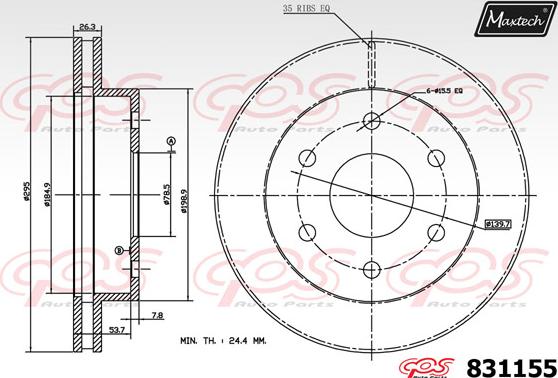 Maxtech 72948061 - Virzulis, Bremžu suports autodraugiem.lv