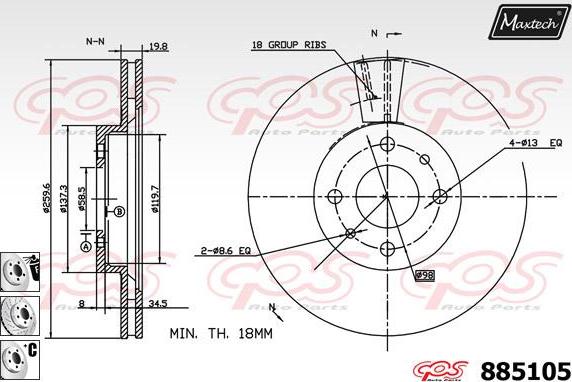 Maxtech 72948018 - Virzulis, Bremžu suports autodraugiem.lv