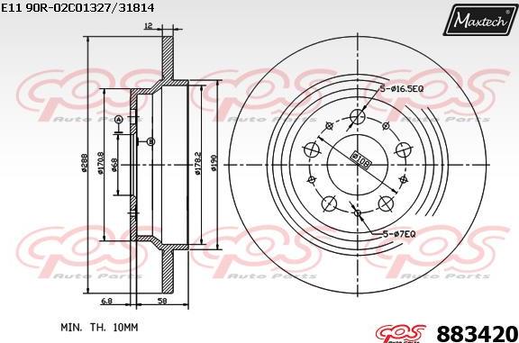 Maxtech 72948013 - Virzulis, Bremžu suports autodraugiem.lv