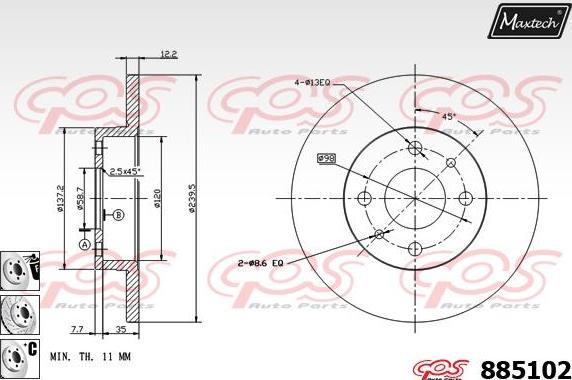 Maxtech 875376 - Bremžu diski autodraugiem.lv