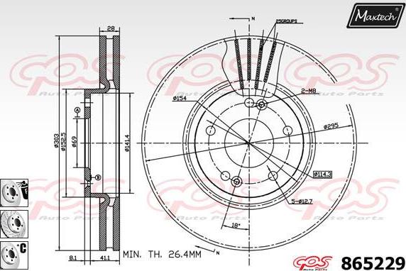 Maxtech 72943008 - Virzulis, Bremžu suports autodraugiem.lv