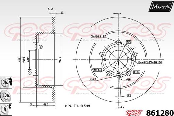 Maxtech 72943002 - Virzulis, Bremžu suports autodraugiem.lv