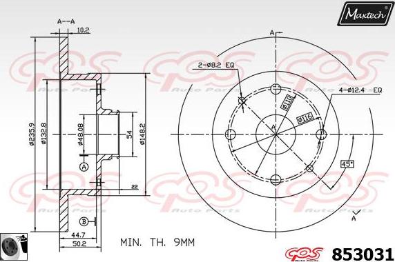 Maxtech 72942034 - Virzulis, Bremžu suports autodraugiem.lv