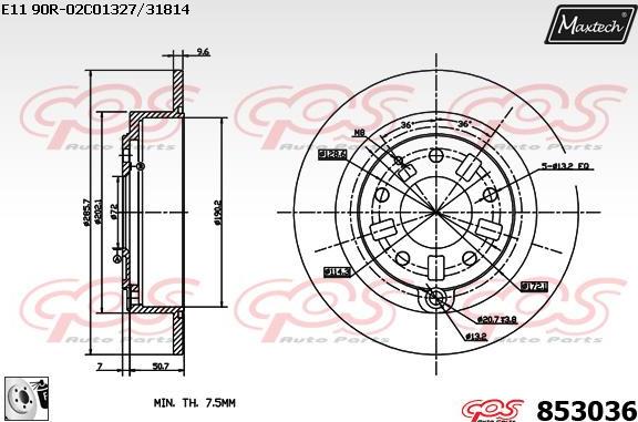 Maxtech 72942035 - Virzulis, Bremžu suports autodraugiem.lv