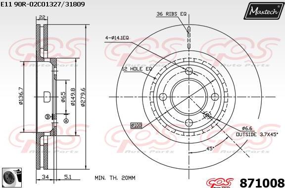 Maxtech 72954040 - Virzulis, Bremžu suports autodraugiem.lv