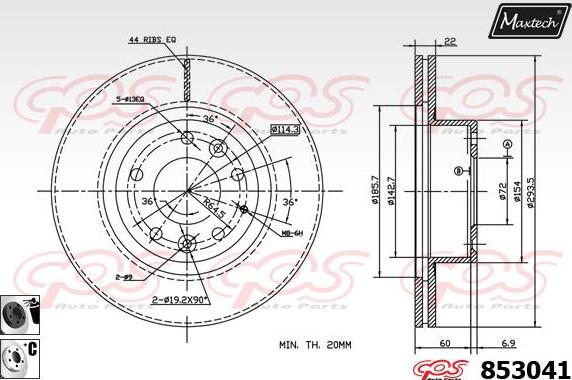 Maxtech 72954041 - Virzulis, Bremžu suports autodraugiem.lv