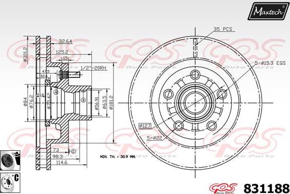 Maxtech 72954056 - Virzulis, Bremžu suports autodraugiem.lv