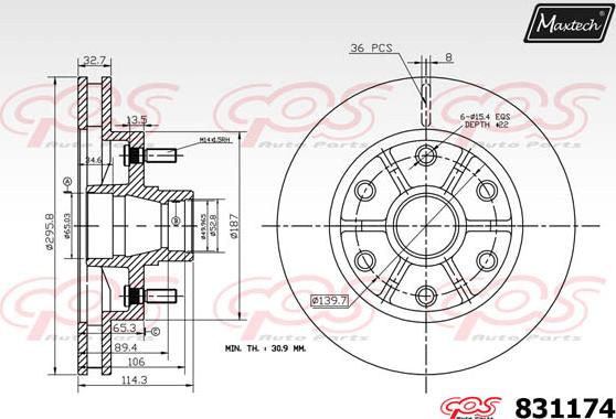 Maxtech 72954060 - Virzulis, Bremžu suports autodraugiem.lv