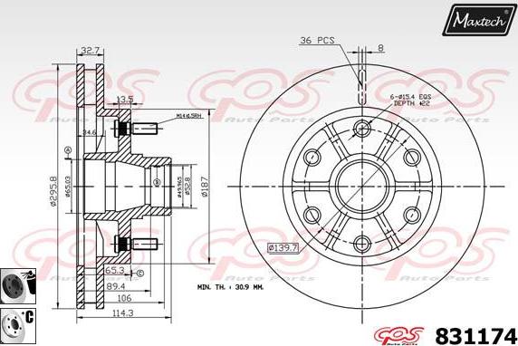 Maxtech 72954061 - Virzulis, Bremžu suports autodraugiem.lv