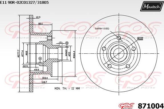 Maxtech 72954004 - Virzulis, Bremžu suports autodraugiem.lv