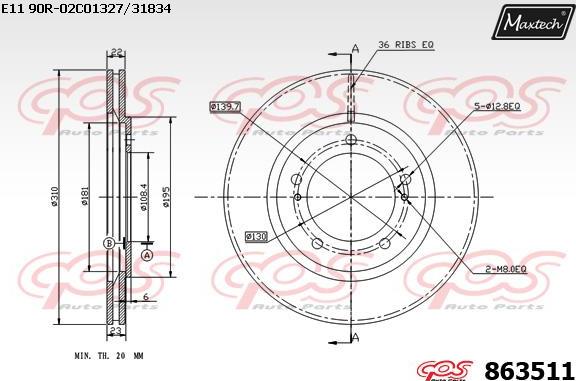 Maxtech 72954016 - Virzulis, Bremžu suports autodraugiem.lv